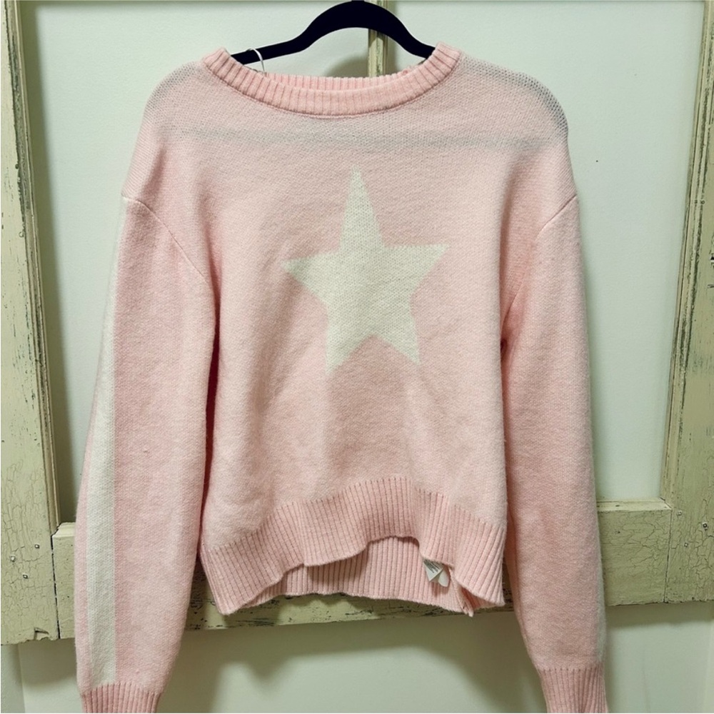 Pink Star Crewneck Sweater - Women's Soft Knit